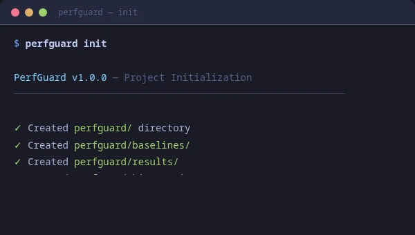 PerfGuard CLI initializing project directories